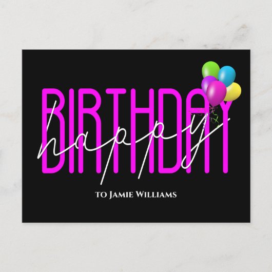 Carte Postale Joyeux Anniversaire Neon invitation  (Devant)