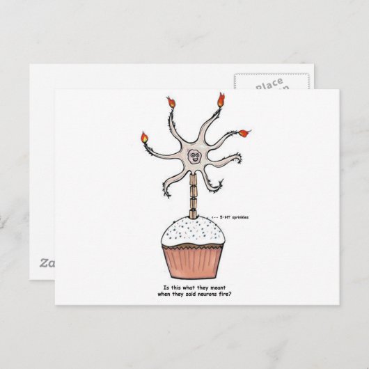 Carte Postale Joyeux anniversaire Neuron Cupcake (Devant / Derrière)