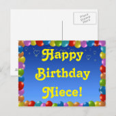 Carte postale Joyeux anniversaire nièce (Devant / Derrière)