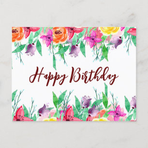 Carte Postale Joyeux anniversaire nièce design floral