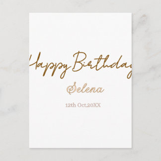 Carte Postale joyeux anniversaire nom date marron violet pastel 