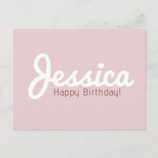 Carte Postale Joyeux Anniversaire, Nom personnalisable | Rose Go (Devant)