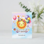 Carte Postale Joyeux Anniversaire Nom Personnalisé Sunshine (Debout devant)