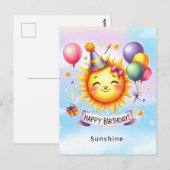 Carte Postale Joyeux Anniversaire Nom Personnalisé Sunshine (Devant / Derrière)