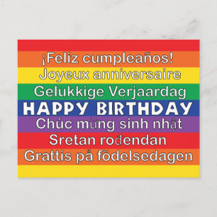 Carte Postale Joyeux Anniversaire Nombreuses Langues Rayures Arc