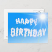 Carte Postale Joyeux anniversaire nuages bleu ciel (Devant / Derrière)