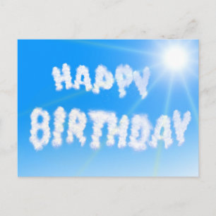 Carte Postale Joyeux anniversaire nuages bleu ciel