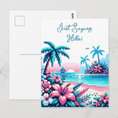 Carte Postale Joyeux Anniversaire | Océan Pixel Art (Devant / Derrière)