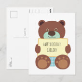 Carte Postale Joyeux Anniversaire Ours en Peluche (Devant / Derrière)