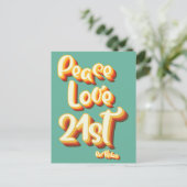 Carte Postale Joyeux Anniversaire Paix Amour Rétro Groovy Couche (Debout devant)