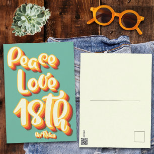 Carte Postale Joyeux Anniversaire Paix Amour Rétro Groovy Couche