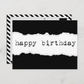 Carte Postale joyeux anniversaire (papier déchiré) (Devant / Derrière)