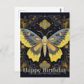 Carte Postale Joyeux Anniversaire Papillon Abstrait Super Design (Devant / Derrière)