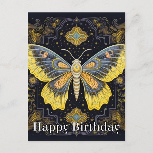 Carte Postale Joyeux Anniversaire Papillon Abstrait Super Design (Devant)