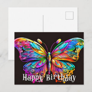 Carte Postale Joyeux Anniversaire Papillon Artistique