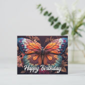 Carte Postale Joyeux Anniversaire Papillon au Repos Collage (Debout devant)