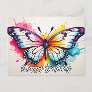 Carte Postale Joyeux Anniversaire Papillon Coloré Beau