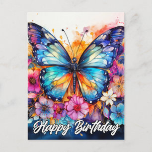 Carte Postale Joyeux Anniversaire Papillon Coloré Magnifique