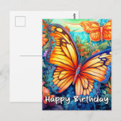 Carte Postale Joyeux Anniversaire Papillon Fantaisiste Design (Devant / Derrière)