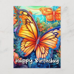 Carte Postale Joyeux Anniversaire Papillon Fantaisiste Design