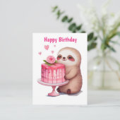 Carte Postale Joyeux Anniversaire Paresseux (Debout devant)