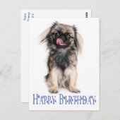 Carte Postale Joyeux anniversaire Pekingese Chien Chien Chien Ch (Devant / Derrière)