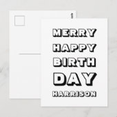 Carte Postale Joyeux anniversaire personnalisé Noël moderne (Devant / Derrière)