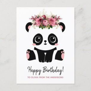 Carte Postale Joyeux anniversaire personnalisé panda mignon 
