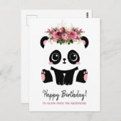 Carte Postale Joyeux anniversaire personnalisé panda mignon (Devant / Derrière)
