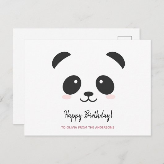 Carte Postale Joyeux anniversaire personnalisé panda mignon noir (Devant / Derrière)