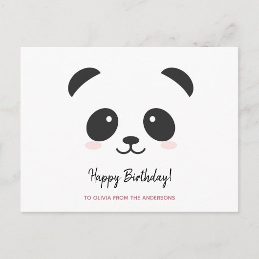 Carte Postale Joyeux anniversaire personnalisé panda mignon noir (Devant)