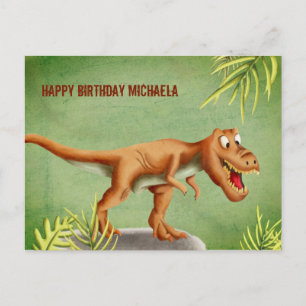 Carte Postale Joyeux anniversaire personnalisé T-Rex Dinosaur