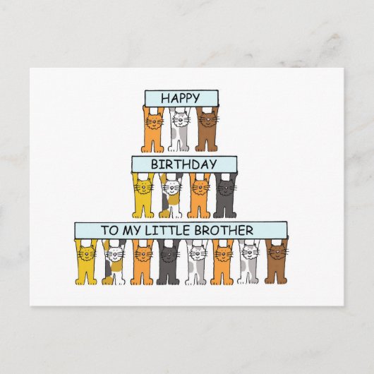 Carte Postale Joyeux Anniversaire Petit Frère Cute Cats. (Devant)