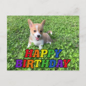 Carte Postale Joyeux Anniversaire Photo de chiot Corgi mignon (Devant)