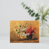 Carte Postale Joyeux Anniversaire, Pichet aux Œillets Rouges et  (Debout devant)