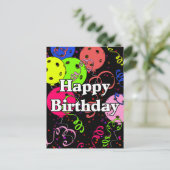 Carte Postale Joyeux Anniversaire Pickleball Ballons Confetti No (Debout devant)