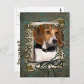 Carte Postale Joyeux Anniversaire - Pierres de pierre - Beagle (Devant / Derrière)