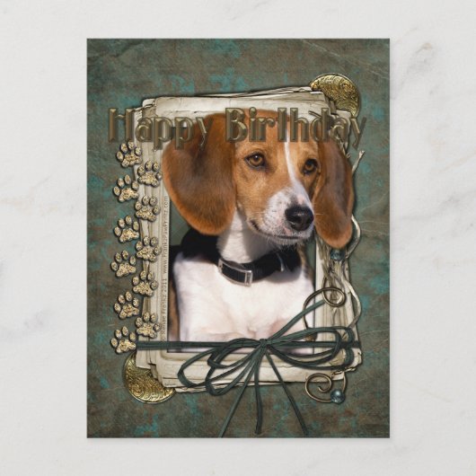 Carte Postale Joyeux Anniversaire - Pierres de pierre - Beagle (Devant)