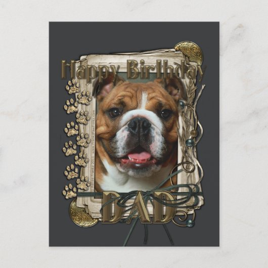 Carte Postale Joyeux Anniversaire - Pierres de pierre - Bulldog (Devant)