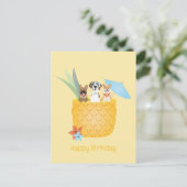 Carte Postale Joyeux Anniversaire Pina Colada Chiens d'ananas (Debout devant)
