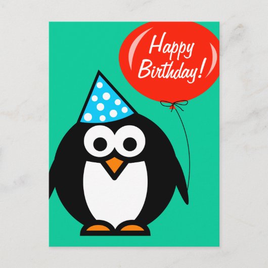 Carte postale Joyeux anniversaire | pingouin avec  (Devant)