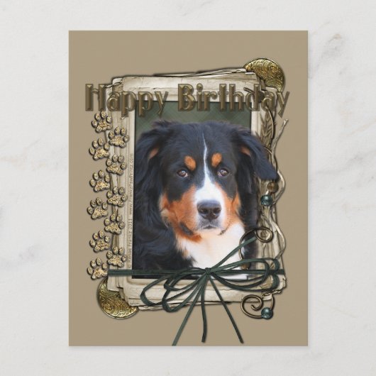 Carte Postale Joyeux Anniversaire - Poches de pierre - Chien de  (Devant)
