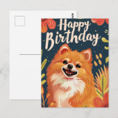 Carte Postale Joyeux Anniversaire Poméranien (Devant / Derrière)
