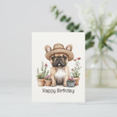 Carte Postale Joyeux Anniversaire Pot de Fleurs de Jardinage Bou (Debout devant)