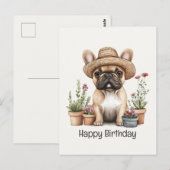 Carte Postale Joyeux Anniversaire Pot de Fleurs de Jardinage Bou (Devant / Derrière)