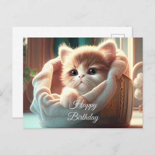Carte Postale Joyeux Anniversaire pour les Amoureux des Chats - (Devant / Derrière)