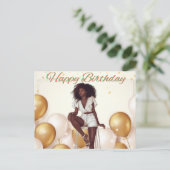 Carte Postale Joyeux Anniversaire Pour Vous Melanin Sista Black  (Debout devant)