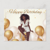 Carte Postale Joyeux Anniversaire Pour Vous Melanin Sista Black  (Devant)