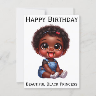 Carte Postale Joyeux anniversaire princesse noire mélanine peau 