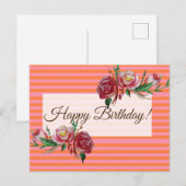 Carte postale Joyeux Anniversaire rayures (Devant / Derrière)